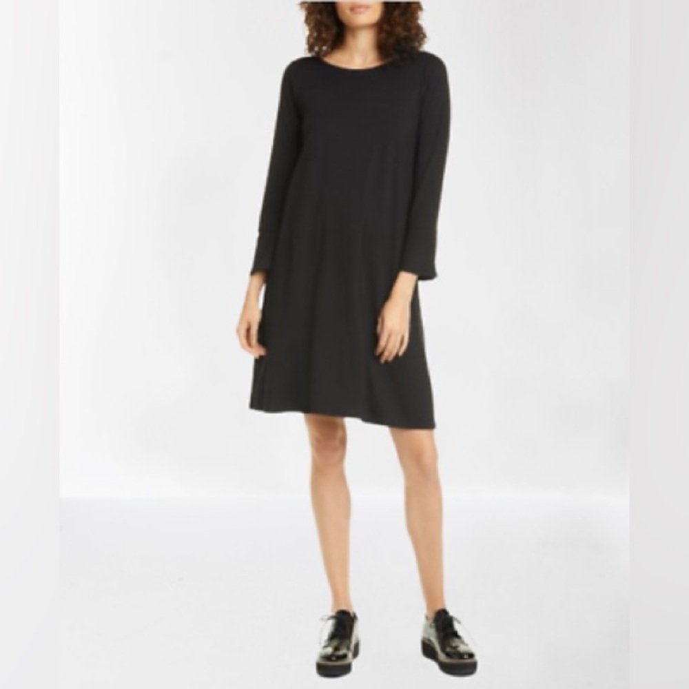 Eileen Fisher Black Long Sleeve Shift Dress